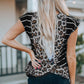 Leopard Printed Open Back Short Sleeve T Shirt