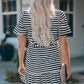 Black Stripes Ruffle Short Dress
