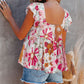 Multicolor Flutter Floral Print Flowy Tank Top