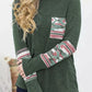 Green Aztec Patchwotk Long Sleeve Top