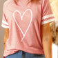 Pink Sketch Heart Print Striped Short Sleeve Tee