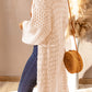 Apricot Crochet Hollow-out Long Cardigan