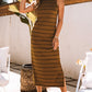 Stripe Print Open Back Sleeveless Maxi Dress with Slits