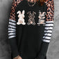 Easter Bunny Leopard Striped Long Sleeve Top