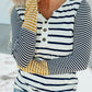 Sleeve Stripe Button Henley Top