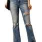 Blue Vintage Wash Open Knee Ripped Jeans