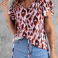 Leopard Print Flounce Drawstring Short Sleeve T-shirt