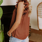 Brown Ruffles Armhole Tank Top