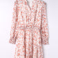 Red Shirred High Waist Floral Mini Dress