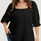 Black Plus Size Lace Crochet Square Neck Blouse