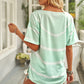 Green Tie-dye Stripes Print Top with Pocket