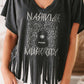 Black NASHVILLE MUSIC CITY Graphic Fringed T-shirt