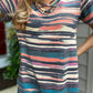 Multicolor Striped Crisscross Neck Short Sleeve Top
