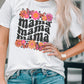 White mama Flower Graphic Print Short Sleeve T Shirt