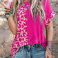 Half Leopard Patchwork Short Sleeves Top