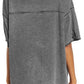 Gray Waffle Knit Seamed Half Sleeve V Neck Top