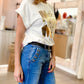 White Glitter MAMA Leopard Lightning Graphic Tee