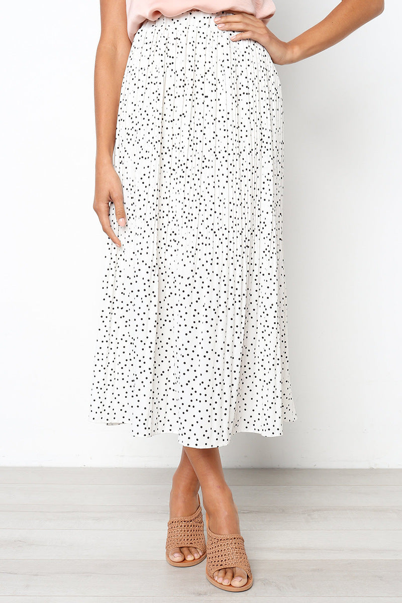 polka-dot pleated skirt