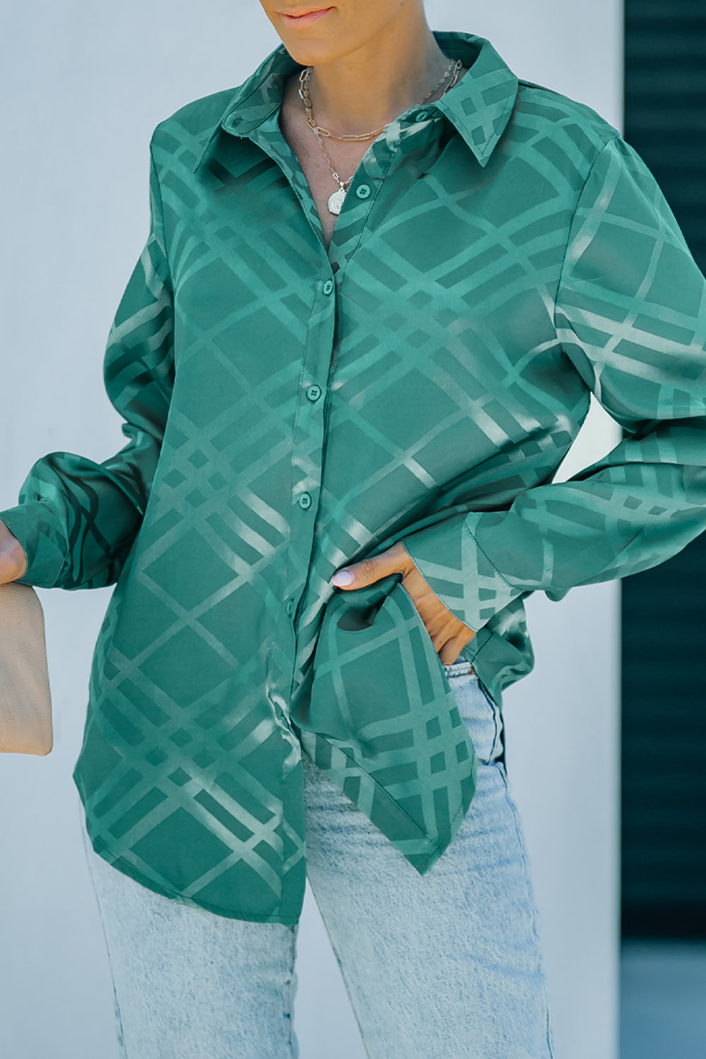 Black Shiny Satin Buttons Shirt