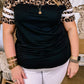 Sequin Striped Patchwork Short Sleeve Plus Size T Shirt
