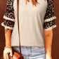 Ruffled Leopard Sleeve Patchwork Top