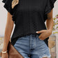 Rhombus Textured Ruffle Short Sleeve Blouse