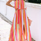 Stripe Overlay Strapless Maxi Dress with Slits