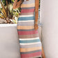 Multicolor Stripe Print Slit Maxi Tank Top Dress