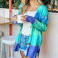 Rainbow Ombre Buttoned Cardigan with Pockets