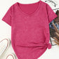 Rose Mineral Washed V Neck Short Sleeve T Shirt