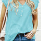 Buttoned Detail Cotton Blend Short Sleeve T-shirt