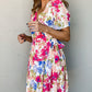 Multicolor Sweet Floral Wrap V Neck Skater Dress