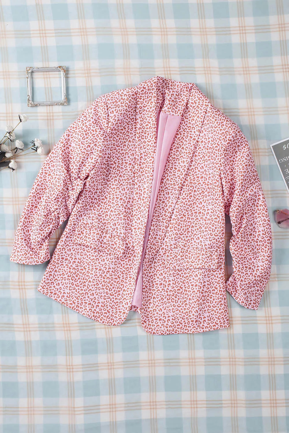 3/4 Sleeve Leopard Blazer