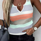 Striped Color Block Notched Neck Tank Top