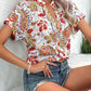 Summer fashion floral pattern V-neck short sleeve
