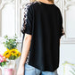 Black Leopard Splicing O-neck Short Sleeve T Shirt