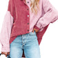 Drop Shoulder Colorblock Corduroy Shacket