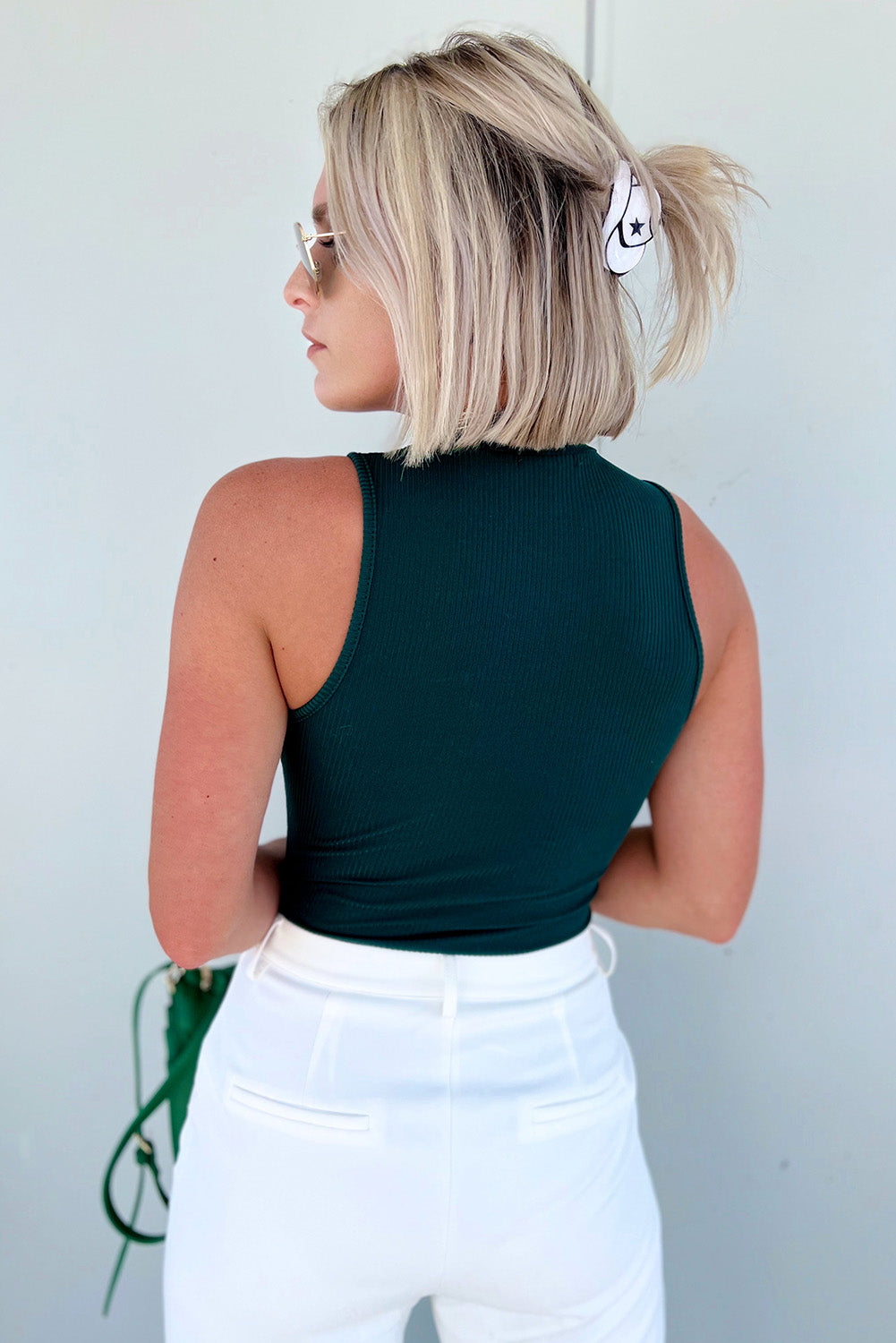 Black Ribbed Knit Mock Neck Sleeveless Bodysuit