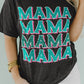 Black MAMA Letter Print Vintage Leopard Graphic T Shirt