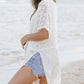 White Crochet Open Front Kimono with Slits