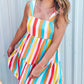 Multicolor Rainbow Stripe Print Tiered Sundress