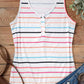 Stripe Button U Neck Tank Top