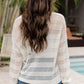 White Long Sleeve Hollow-out Patterned Knit Top