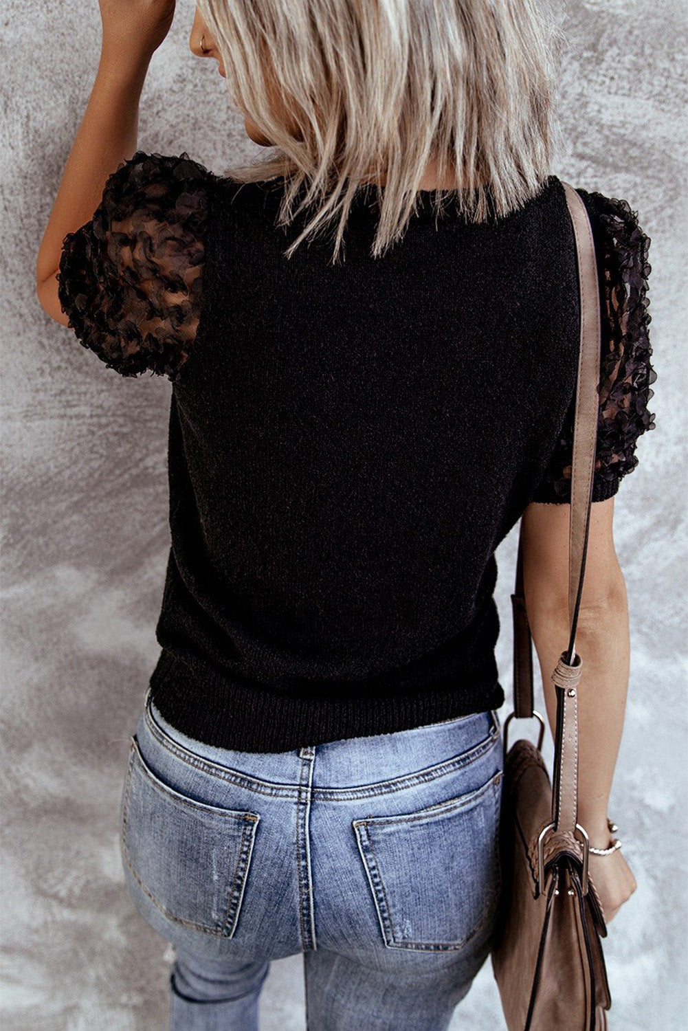 Sheer Sleeve Knit T-shirt