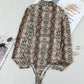 Print Mock Neck Long Sleeves Bodysuit