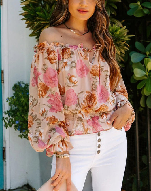 Floral Print Off the Shoulder Blouse
