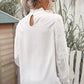 Ruffled Crewneck Lantern Sleeve Splicing Lace Blouse