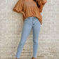 Brown Square Neck Wide Sleeves Flowy Top