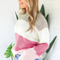 Rose Crew Neck Color Block Sweater
