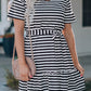 Black Stripes Ruffle Short Dress